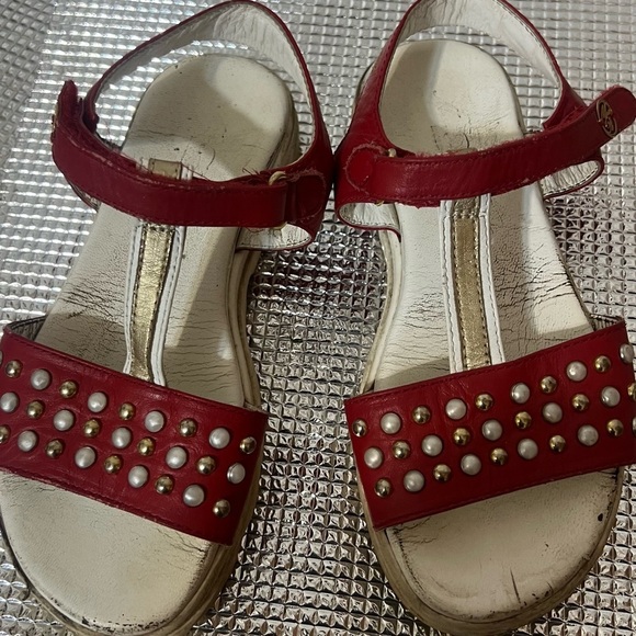 Miss Blumarine Red & White open toe Sandals with Sparkly studs - Picture 5 of 5